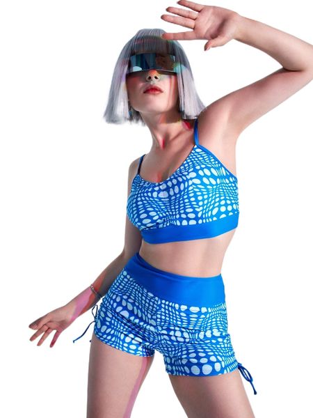 

romwe allover print drawstring bikini swimsuit 27ng#, White;black