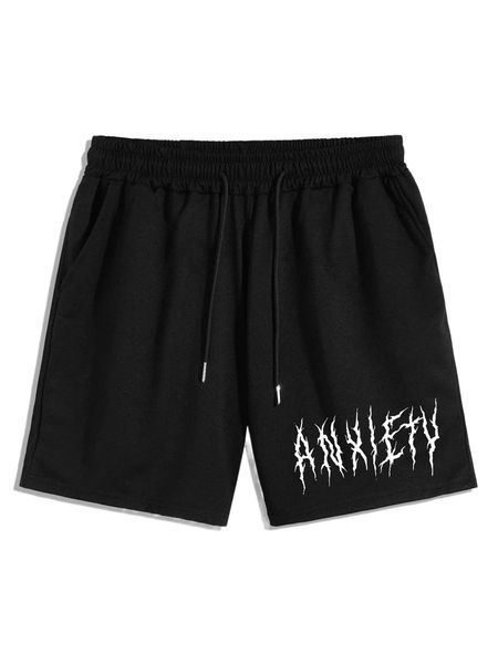 

romwe guys letter graphic shorts 30at#, White;black