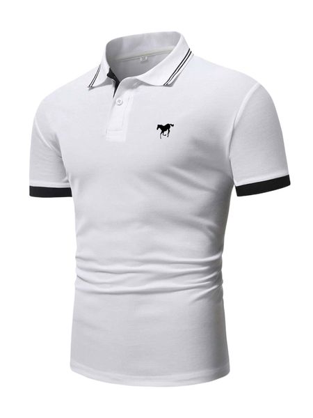 

men horse print polo shirt z9i0#, White;black