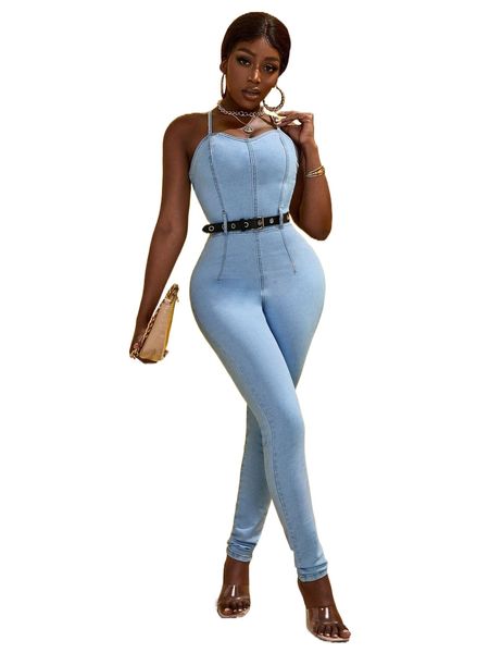 

sxy light wash zip back cami denim jumpsuit without belt i9oy#, Black;white
