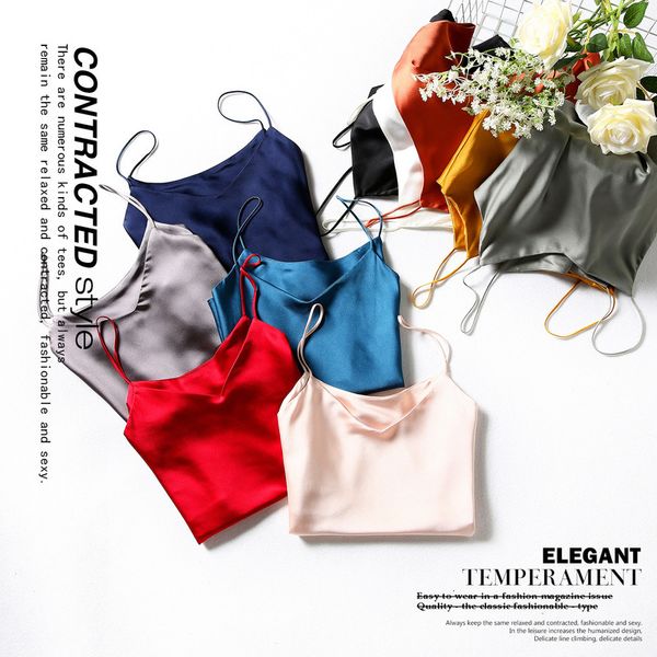 

women's tanks & camis summer v-neck suspender vest women's silk blend versatile short bottomed shirt mxlq, White