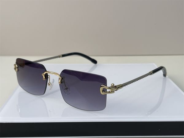 Óculos de sol de grife de luxo para homem, mulher, sem aro, óculos de sol de marca quente, vintage, retrô, quadrado, sem moldura, óculos de lentes transparentes de alta qualidade 8418