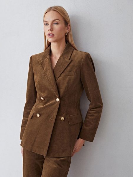 

motf premium corduroy double breasted blazer l2q8#, White