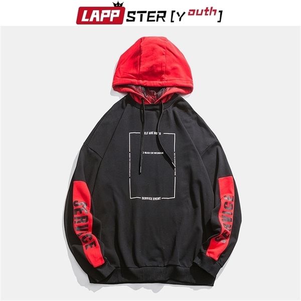 Lappster-rotes Roter Spring Harajuku Hoodies Pullovers Männer übergroße koreanische Sweatshirt Streetwear Hip Hop Hoods Hoodies 201126