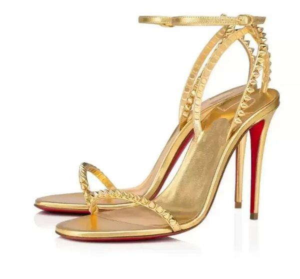 

summer luxury ladies sandals shoes r leather high heels spikes gladiator comfortable daily work walking eu35-43 red soles shoes, Black