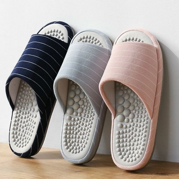 

women massage slippers mens striped foot health massage slides el floor portable sandals house shoe y200423, Black