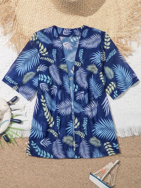 

toddler girls plant print chiffon kimono she, White;black