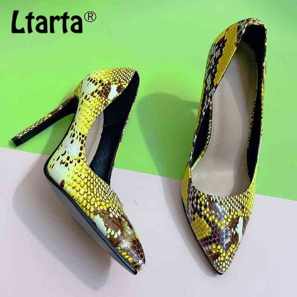 

sandals ltarta spring fashion shoes be toe color snake pattern stiletto women shoes low cut out plus size high heels cgb 220318, Black