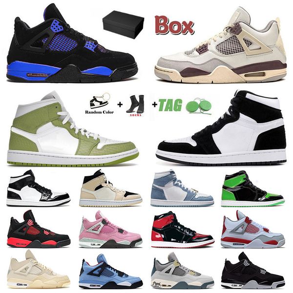 

men women jumpman 1 4 designer sb basketball shoes panda high 1s green python blue thunder 4s iv bred mid dutch green sports sneakers