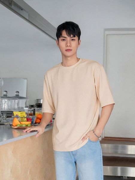 

men solid drop shoulder tee q6sr#, White;black