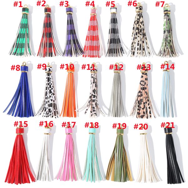 

pu tassel card bag pendant jewelry fringe solid plaid leopard print silicone bead bracelets keychain accessory bracelet keys chain ring hold, Red;brown