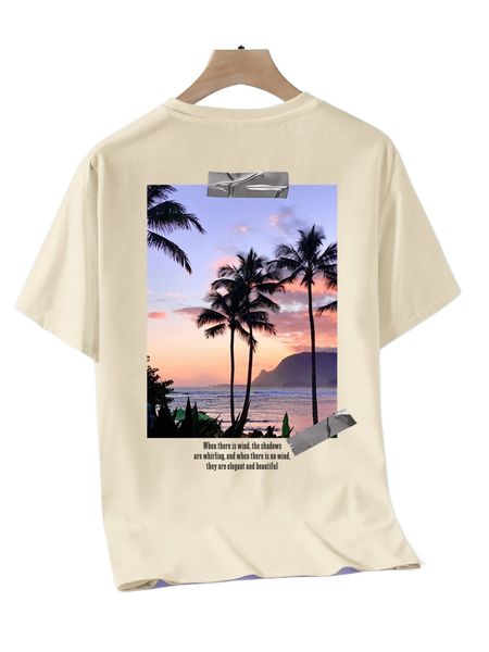 

men sea & coconut tree print tee 51rm#, White;black