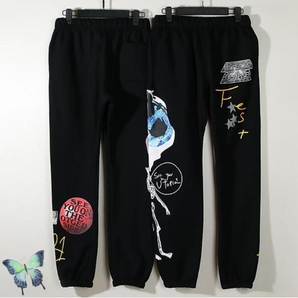 

high street graffiti pants men women fleece sweatpants, Black;brown