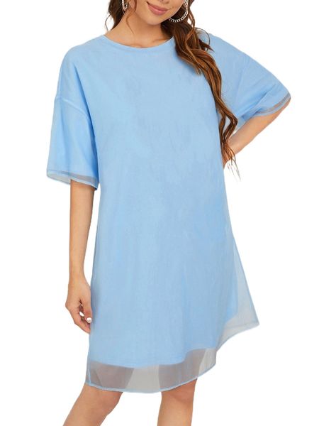 

solid drop shoulder tunic dress 69ct#, Black;gray