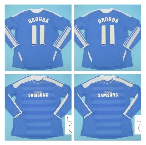

long sleeve full 2011 2012 retro soccer jerseys vintage david luiz terry football shirts classic torres mata lampard camiseta drogba maillot, Black;yellow