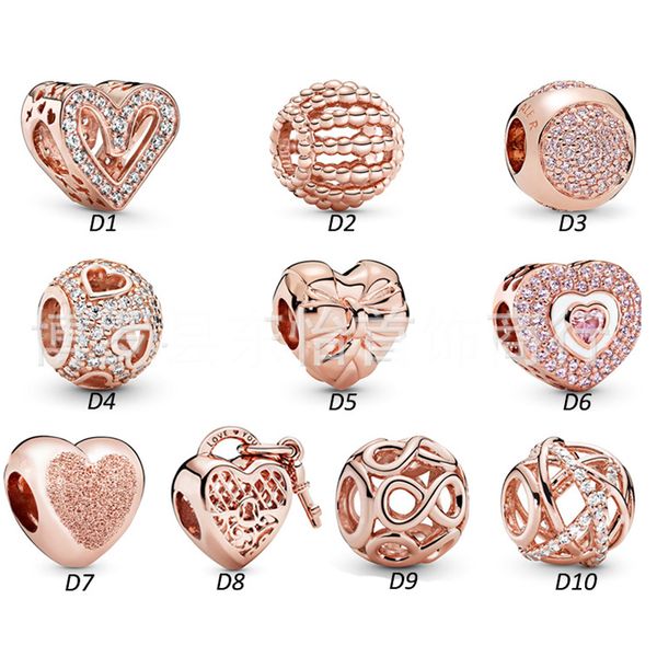 

hollow out real s925 sterling silver jewelry diy beads fits pandora ale charm for pandoras bracelets for women european rose gold bracelet&n, Black