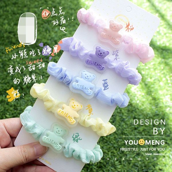 

Small intestine hair circle high sense Friend Bear cute large student girl heart rope headdress girlfriends bracelet