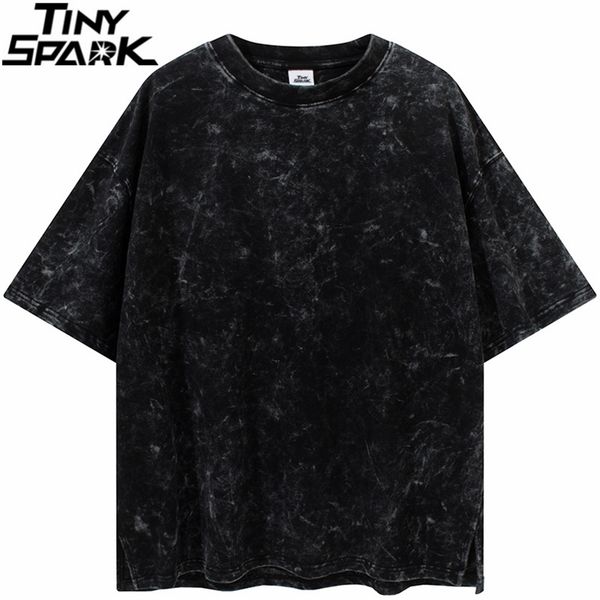 

hip hop streetwear oversize t-shirt men washed plain t shirt harajuku cotton short sleeve tees spring summer tshirt 220427, White;black