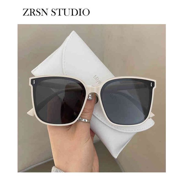 

sunglasses [zrsn]big frame net red women's big face tide round travel sun shading glasses show thin, White;black