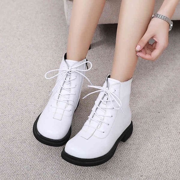 

slippers leather short boots women's single autumn winter versatile plush large british martin high shoes yv8a, Black