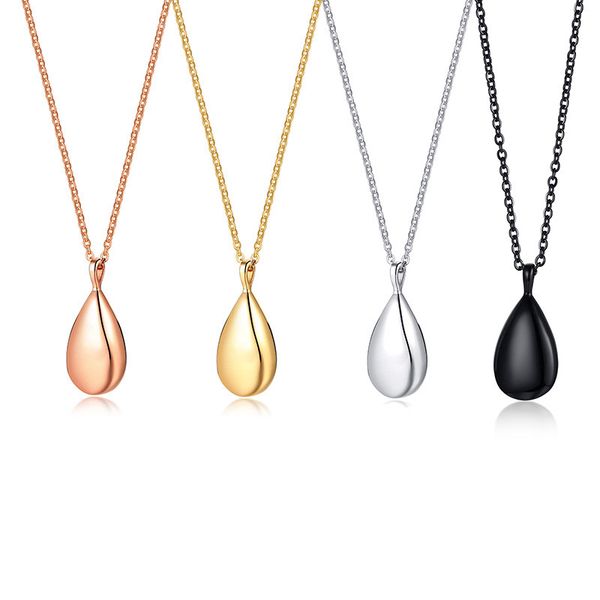 

stainless steel water drop tear shaped pendant memorial keepsake locket gift cremation ash urn pendant necklace jewelry for women, Silver