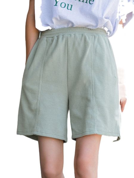 

dazy high waist solid waffle knit shorts m10f#, White;black