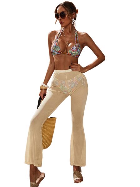 

3pack floral random print bikini swimsuit with cover up pants a5kk#, White;black