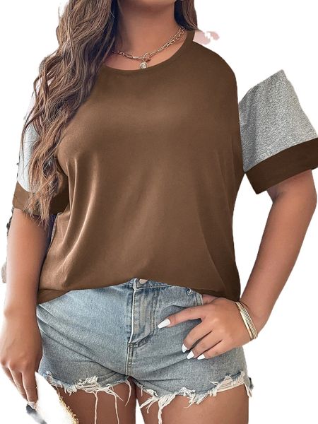 

plus contrast raglan sleeve tee q2yq#, Black