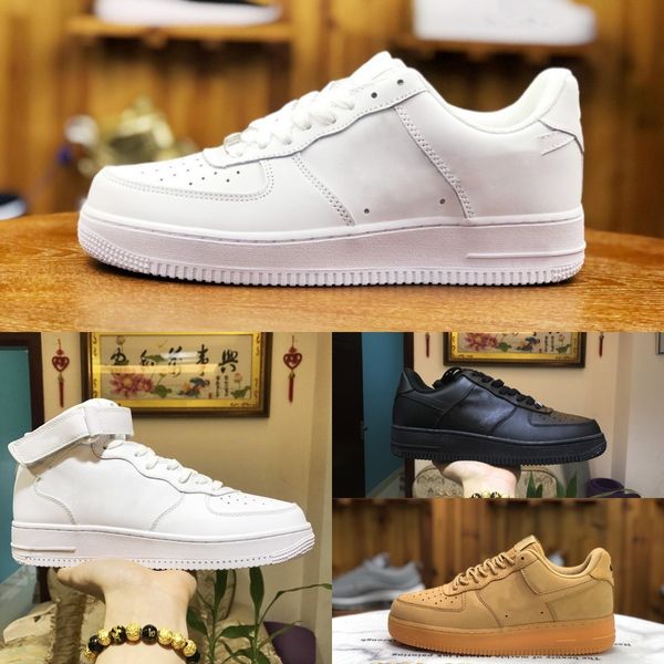 

2022 designers outdoor men low forces skateboard shoes discount one 1 07 knit euro airs high women all white black wheat running sports snea