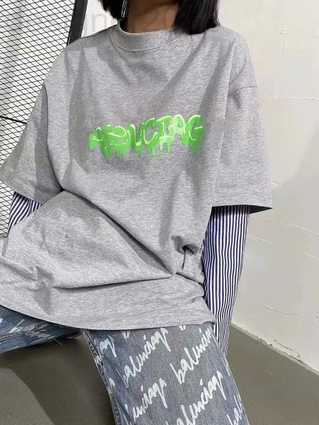 

women's t-shirt designer ss graffiti letter printing fake two stripe long sleeve t-shirt for men and women 70zp, White