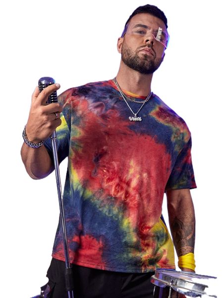 

extended sizes men tie dye tee r4pl#, White;black