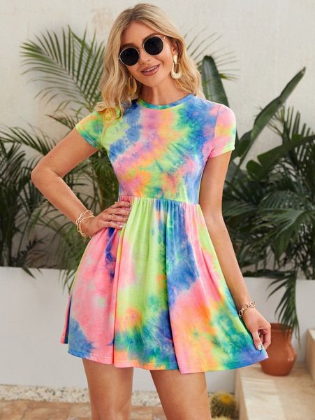 

tie dye dress m63x#, Black;gray