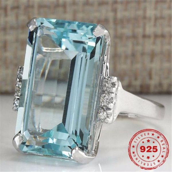 

cluster rings 925 sliver color blue z ring for women sapphire bizuteria silver jewelry gemstone turquoise, Golden;silver