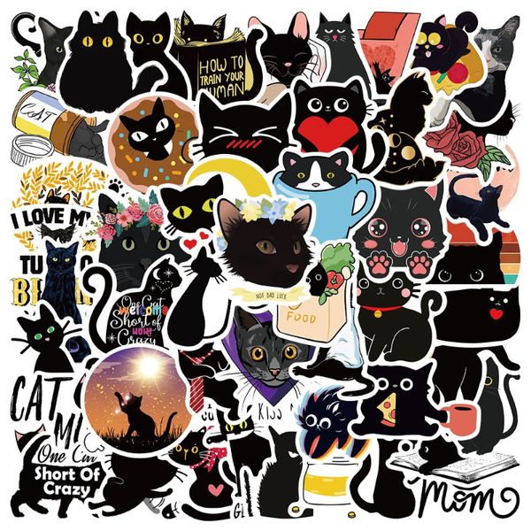 50 Pz/lotto Cartone Animato Creativo Simpatico Gatto Nero Adesivi Bombay Cat Graffiti Adesivo per Decalcomanie per Biciclette per Laptop per Bagagli Fai da Te