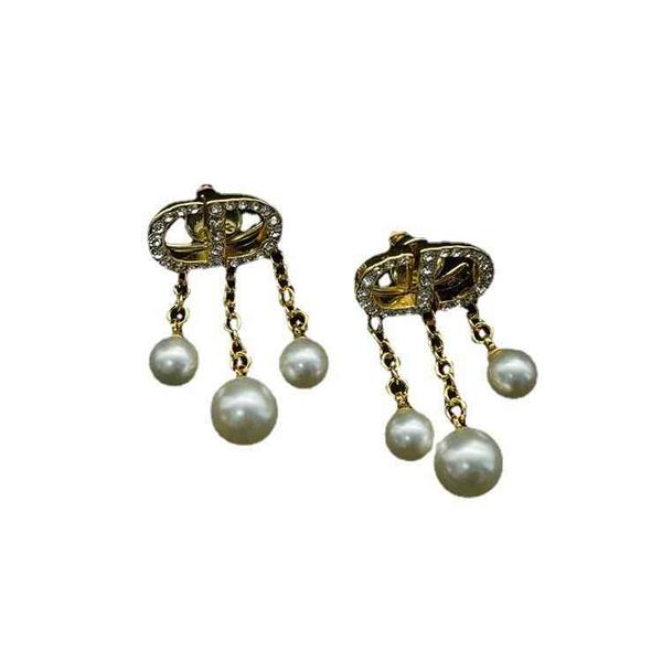 

alphabet alphabet rhinestone pearl short tassel earrings women's red style, Black