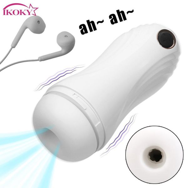 Pênis Sucking Stimulator vagina Buceta Real Sexy Brinquedos para Homens com fone de ouvido masculino masturbação copo 10 + 6 + 1 modos vibrador