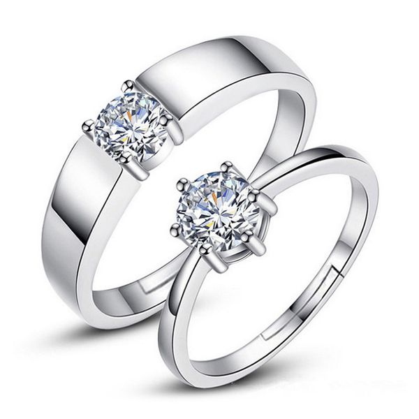 

myyshop j152 s925 sterling silver couple rings with diamond fashion simple zircon pair ring jewelry valentine's day gift