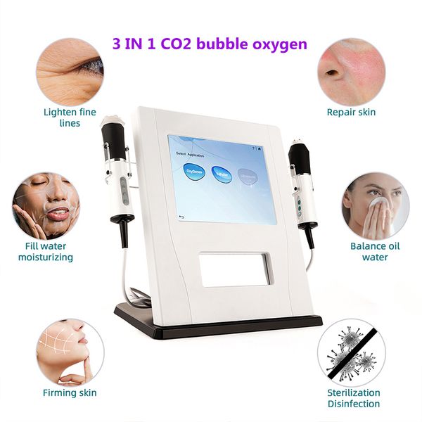 

bubble facial whitening 3 in 1 co2 rf oxygen spray hydro dermabrasion machine, Black;white
