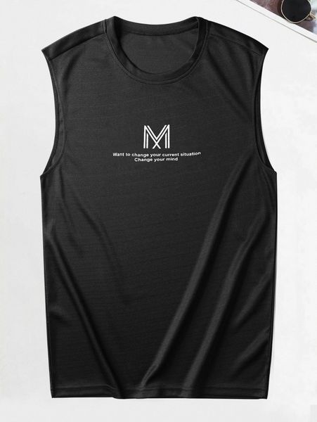 

romwe guys letter graphic tank b7no#, White;black