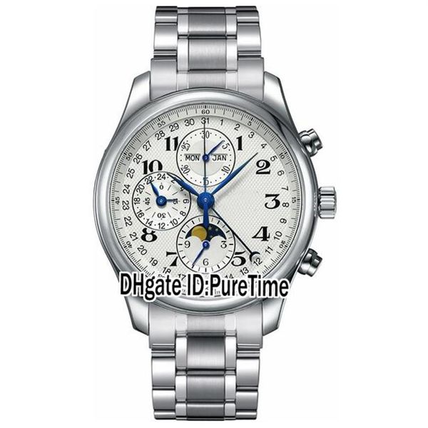 

new master collection l2.773.4.78.6 perpetual calendar automatic moon phase daydate mens watch stainless steel watches 163c3214g, Slivery;brown