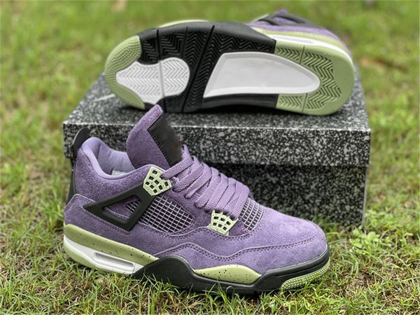 

2022 authentic 4 wmns canyons purple athletic shoes military black white canvas university blue uinon taupe haze oreo sports sneakers size 3, White;red
