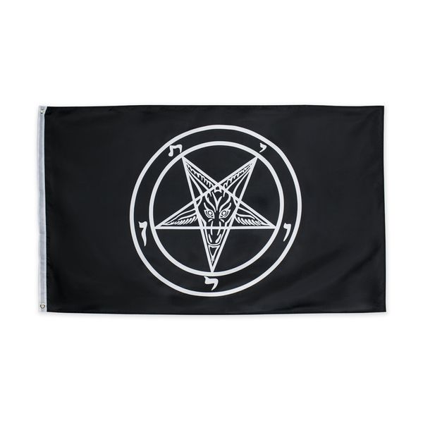 90x150 cm pentagramma nero Baphomet Satanismo Satana bandiera prezzo di fabbrica all'ingrosso Bandiere in poliestere