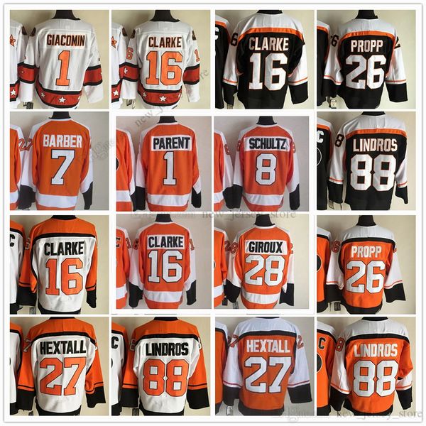 

1967-1999 movie retro ccm hockey jersey stitched 1bernieparent 16bobbyclarke 26brianpropp 27ronhextall 88ericlindros 8daveschult 7barber vin, Black