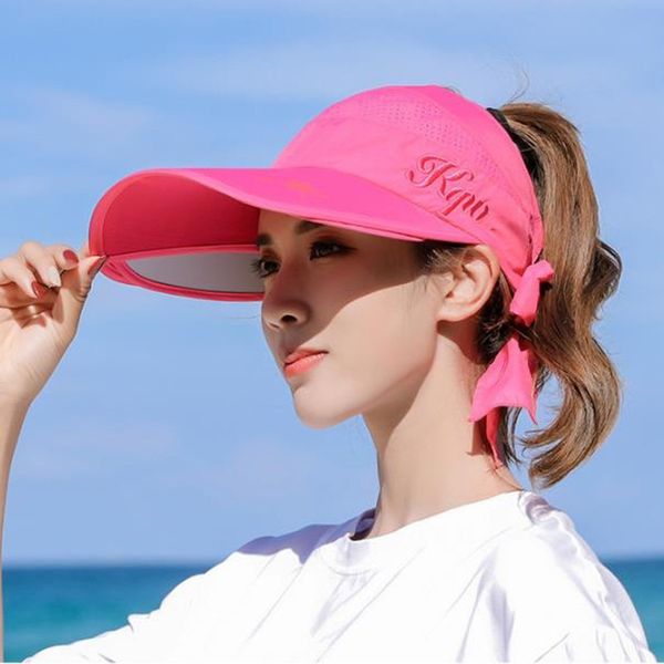 

summer sun hat retractable visor caps female scalable brim empty baseball cap uv protection beach golf hats for women 220616, Blue;gray
