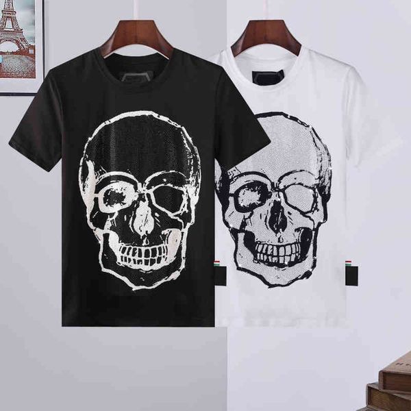 

men's t shirt t-shirt essvlone phillip plain pp designer mens skull diamond shirs shor sleeve brand spring and summer high o-neck quali, White;black