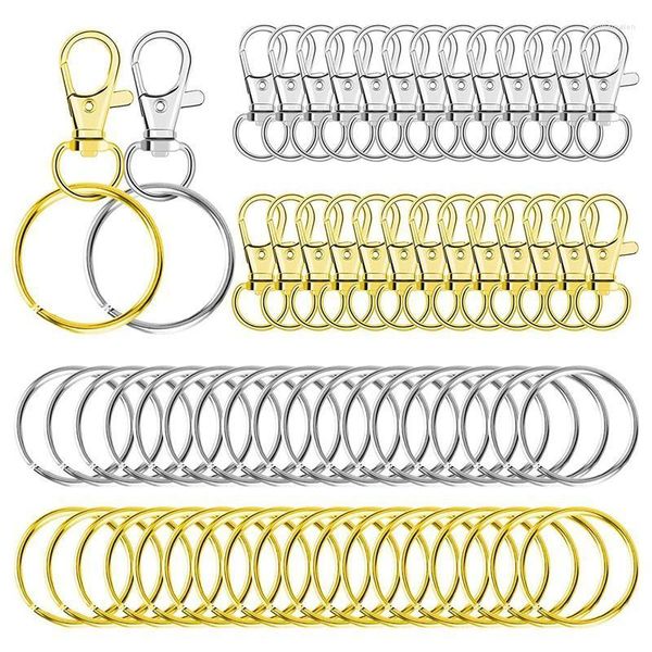 Keychains 120pcs Chain Chain Glips Snap Ganch Clipes de cordão com anéis Ganchos de hardware de chaveiro para bolsa e artesanato miri22