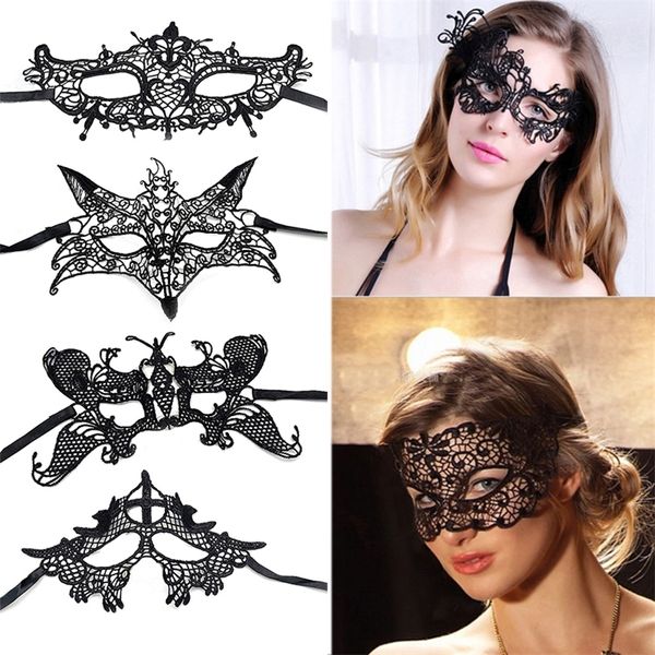 Donne Hollow Lace Face Sexy Cosplay Prom Party Puntelli Costume Halloween Masquerade Niglub Queen Eye Mask 220611