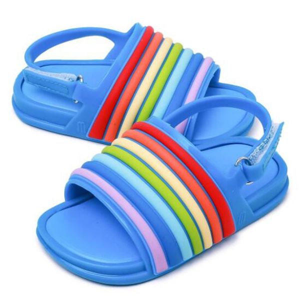 

designer kids girls sandal cartoon soles non-slip outdoor toddler baby sandals rainbow children's jelly shoes, Black;red