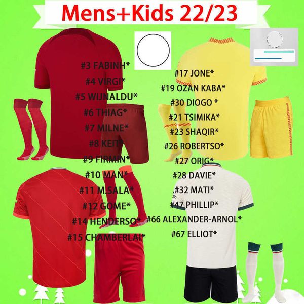 

kids kit sets with socks the reds soccer jersey boys suits 2022 2023 men alexander-arnold henderson football shirts 22 23 fabinho, Black