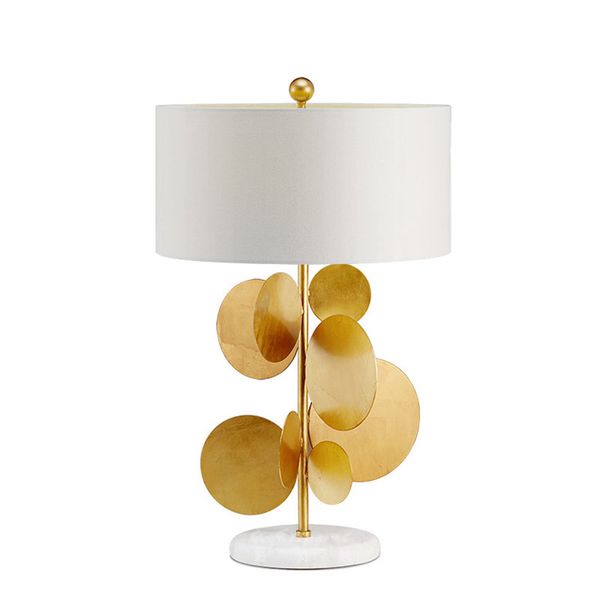 Modern LED Luxury Metal Gold Leaf Creative Table Lamp for Living Room Bedroom Study Decoration Marble Light MYY